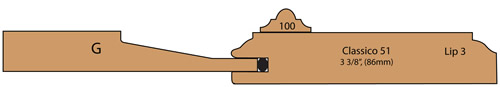 cross section of Belvadere cabinet door