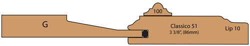 cross section of Burbank cabinet door