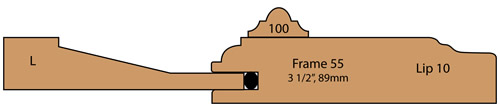 cross section of Leeside cabinet door