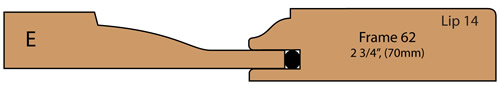 cross section of Powell cabinet door